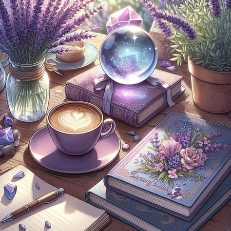 Lavender Witch Aesthetic, Pastel Book Aesthetic, Pastel Witch Aesthetic, Bathroom Crafts, Witchy Wallpaper, Pastel Pink Aesthetic, Apple Watch Wallpaper, Tarot Art, Aesthetic Coffee