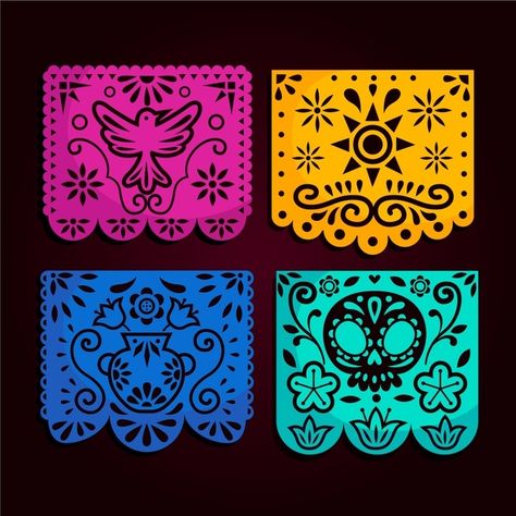 Gelli Printing Art, Felt Ornaments Patterns, Mexican Culture Art, Mexican Heritage, Gelli Printing, Silhouette Stencil, Paper Snowflakes, Creative Illustration, Hand Drawn Design