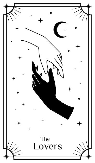 Tarot Style Art, Tarot Cards Poster, Tarot Svg, Tarot Cards Art Illustration, Mystical Elements, Cards Poster, Stars Vector, The Lovers Tarot, Idee Cricut