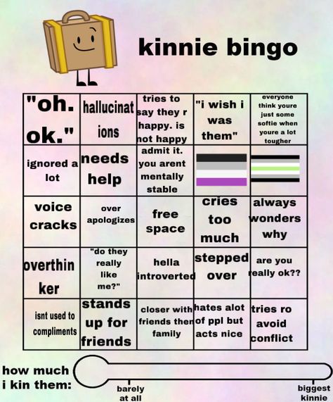 Ii Kinnie Bingo, Osc Kinnie Bingo, Object Show Kinnie Bingo, Osc Oc, Inanimate Insanity Kinnie Bingo, Character Sheet Template, Bingo Sheets, Bingo Template, Bingo Board