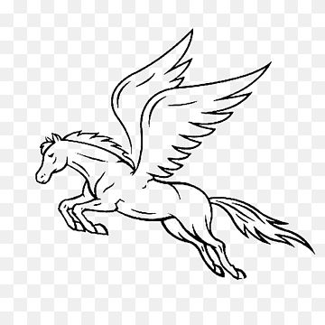 Pegasus Drawing Easy, Simple Pegasus Tattoo, Cartoon Pegasus, Pegasus Drawing, Horse Draw, Flying Pegasus, Mustang Drawing, Pegasus Constellation, Pegasus Flying