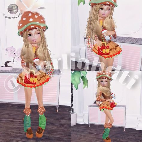 Gamer Fit Dress To Impress, Food Inspired Dti Fits, Di Food Inspired, Hamburger Dti Outfit, Burger Outfit Dti, Food Inspired Outfits Dress To Impress, Food- Inspired Dress To Impress, Food Inspiration Dress To Impress, Dti Roblox 2000s