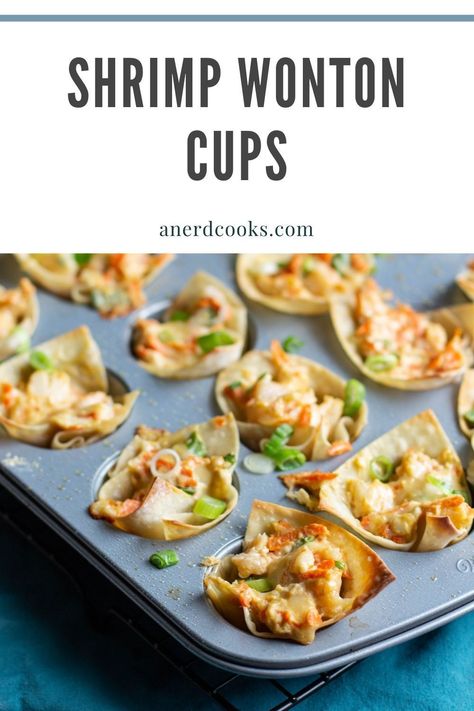 Pampered Chef Shrimp Wonton Cups, Shrimp Wonton Cups Appetizers, Shrimp Rangoon Wontons, Dumpling Cups, Wonton Shrimp, Wonton Appetizer Recipes, Shrimp Cups, Wonton Cups Appetizers, Wrapper Recipes