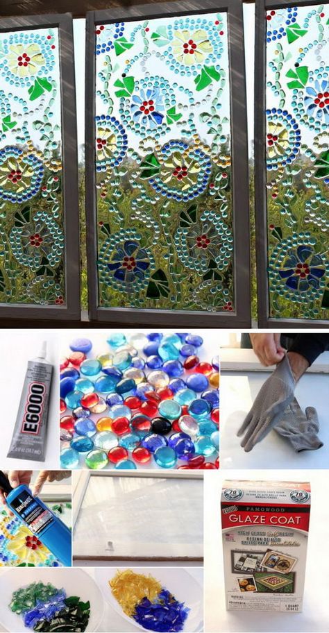 Recycler Diy, Diy Staining, Window Crafts, Glass Window Art, Mason Jar Crafts Diy, Stained Glass Diy, Stained Glass Crafts, Glass Projects, Faux Stained Glass