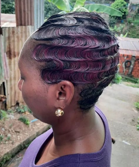 Fingerwaves Black Woman, Short Waves Hairstyle For Black Women, Pineapple Waves Hairstyle Black Women, Waves On Black Women, Fingerwaves Long Hair, Finger Waves Short Hair Black Women, Finger Waves On Short Hair, Fingerwaves For Black Women, Fingerwaves Short Hair Black Pixie Cuts