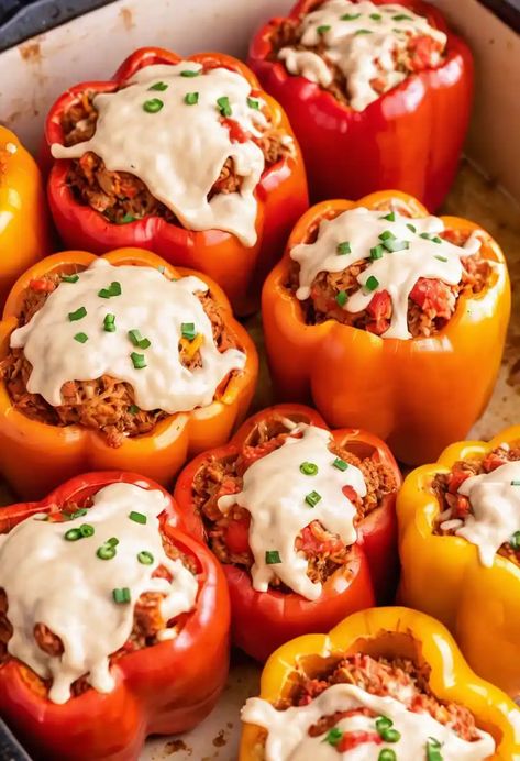 Chef John's Stuffed Peppers Recipe

Ingredients

- 6 medium bell peppers
- 1 pound ground beef
- 1 cup cooked rice
- 1 cup diced tomatoes (canned or fresh)
- 1/2 cup chopped onion
- 2 cloves garlic, minced
- 1 teaspoon Italian seasoning
- 1 teaspoon salt
- 1/2 teaspoon black pepper
- 1 cup shredded mozzarella cheese
- 1/2 cup grated Parmesan cheese
- 1 tablespoon olive oil
- Fresh parsley, for garnish (optional)

Full Cooking Instructions on... Stuffed Pepper Recipes, Stuffed Bell Peppers Ground Beef, Baked Stuffed Peppers, Stuffed Peppers Recipe, 2024 Recipes, Bell Pepper Recipes, Cooked Rice, Diced Tomatoes, Peppers Recipes