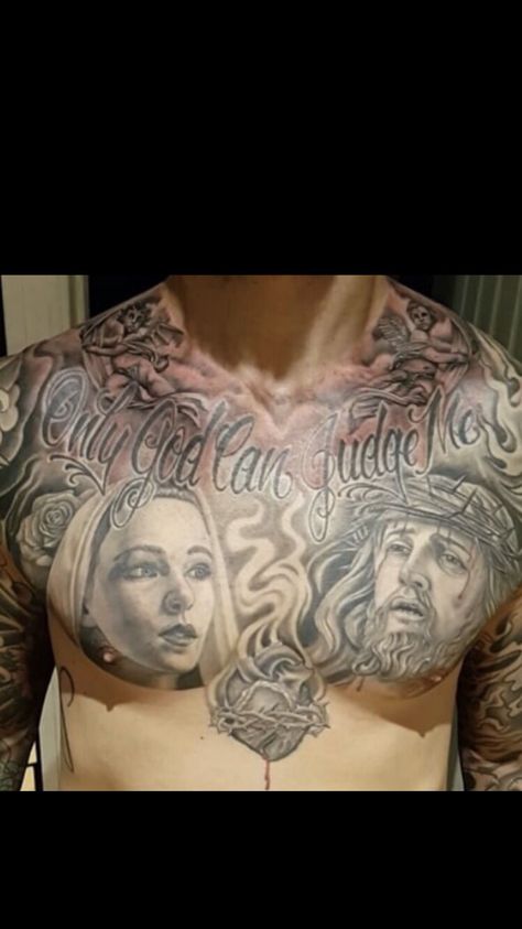 Jesus Chest Tattoo, Jesus Tattoos, Jesus Tattoo Design, Only God Can Judge Me, M Tattoos, Chic Tattoo, Ganesha Tattoo, Chicano Tattoos, Cool Chest Tattoos