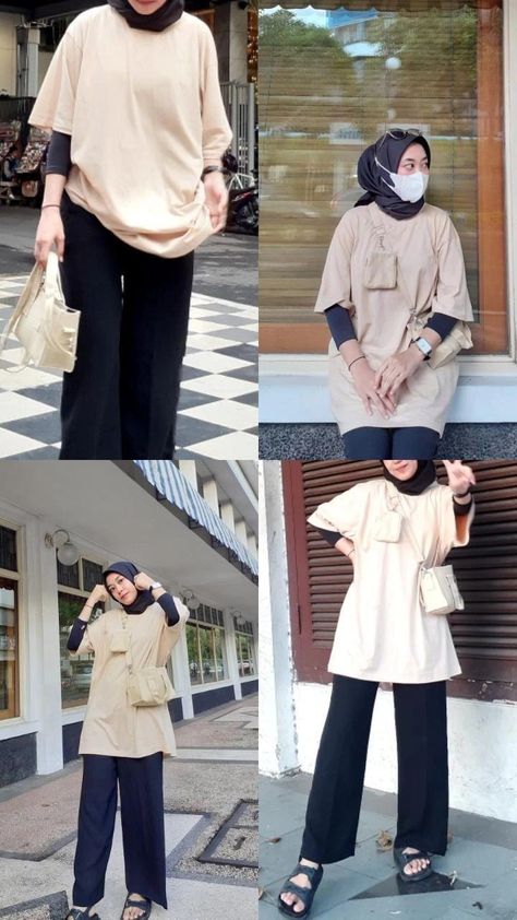 Ootd Oversized Hijab, Ootd Jersey, Ootd Oversize, Casual Dress Korean Style, Ootd Hijab Style, Mix Match Outfits, Style Oversize, Cover Wattpad, Stylish Hijab