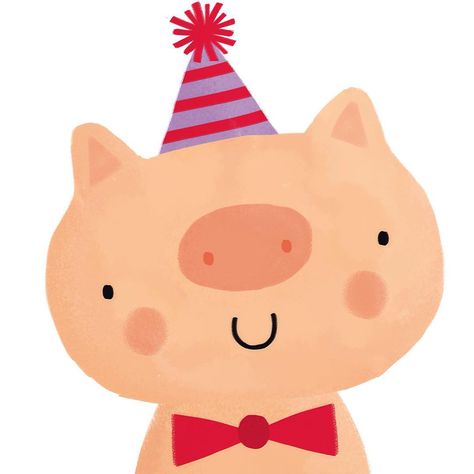 Birthday Cute Illustration, Cute Happy Birthday Drawings, Cute Pig Illustration, Happy Birthday Drawing, Birthday Pig, Happy Birthday Drawings, Birthday Drawing, Birthday Doodle, Pig Illustration