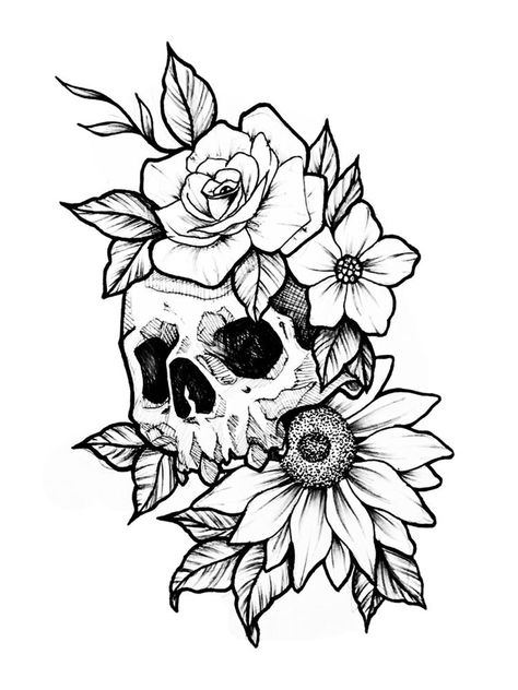 Beginner Tattoos, Tattoo Outline Drawing, Skulls Drawing, Drawing Tattoo, Tattoo Style Drawings, Tattoo Design Book, Skull Tattoo Design, Tattoo Art Drawings, Skull Drawing