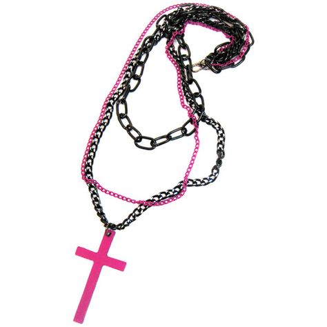 Cross Necklace Pink | Gothic Clothing | Emo clothing |... ($18) ❤ liked on Polyvore Emo Jewelry, Emo Accessories, Punk Rock Jewelry, Emo Clothing, Scene Accessories, Goth Necklace, Crucifix Necklace, Scene Outfits, Punk Clothing