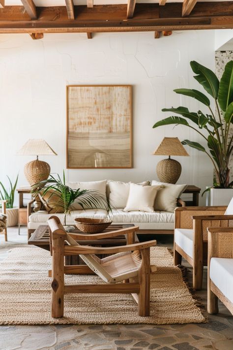 Living Room Tulum Style, Tulum Condo Inspiration, Bali Style Living Room, Indonesia Living Room Bali Style, Earthy African Living Room, Woody Earthy Living Room, Modern Earthy Living Room, Spanish Modern Living Room, Modern Spanish Home