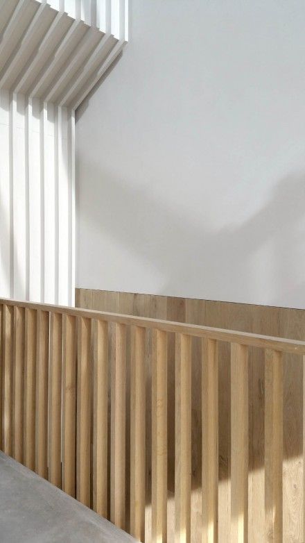 Stairwell Railing, Stairs Floor Plan, Mclaren Excell, Architecture Practice, House Staircase, Interior Staircase, Wood Railing, Hallway Inspiration, Stair Handrail