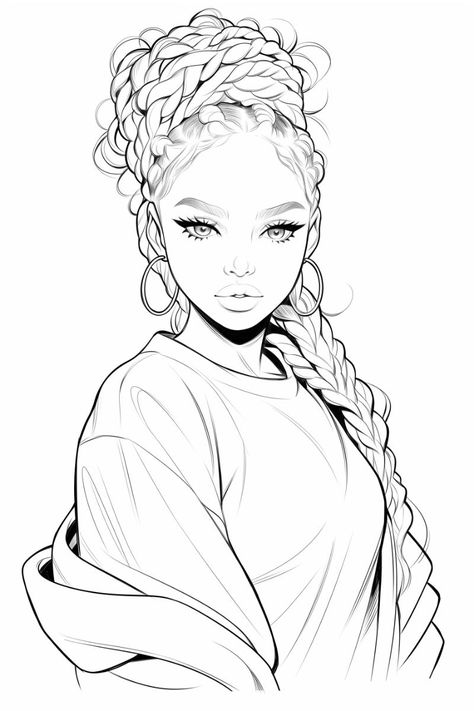 Beautiful Braided Hairstyles, Colouring Pics, Anatomy References, Fierce Fashion, Color Drawing Art, Blender Tutorial, Doodle Coloring, Digital Coloring, Cartoon Coloring Pages