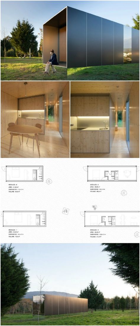 The MIMA Light Tiny House Looks Like It Is Floatin… Tiny House Concept, Small Architecture, Small Sheds, Compact Living, Tiny House Interior, Container Homes, Reflective Surfaces, Design Competitions, Tiny House Design