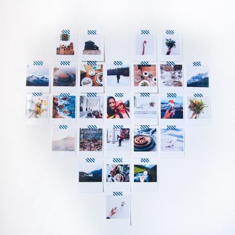 How to decorate your room: create a beautiful custom photo print heart from your pictures. // #photoprint #polaroid How To Decorate Polaroid Pictures, Decorate Polaroid Pictures, Make A Photo Collage, Polaroid Pictures, Photo Decor, A Collage, Decorate Your Room, How To Decorate, Photo Print