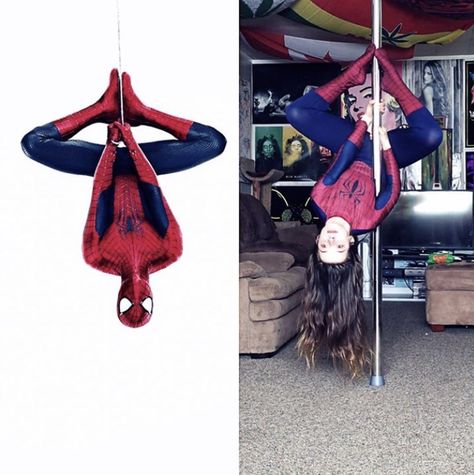 Spider-Man Pole Dancing For Beginners, Pole Dancing Quotes, Dance Tattoo, Pole Clothes, Pole Dancing Videos, Silk Dancing, Pole Classes, Pole Moves, Pole Tricks