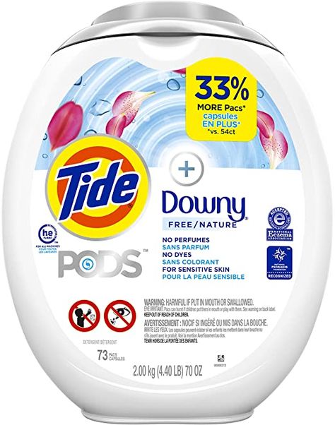 Amazon.com: Tide Pods +Downy Free, Liquid Laundry Detergent Pacs, 73 Count: Health & Personal Care Sensitive Skin Laundry Detergent, Unscented Laundry Detergent, Best Laundry Detergent, Hypoallergenic Laundry Detergent, Tide Pods, Liquid Laundry Detergent, Laundry Liquid, Dermatologist Recommended, Laundry Detergent