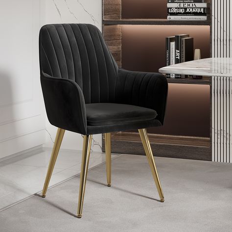 Velvet Chairs Living Room, Black Dining Chairs Modern, Dining Chairs With Arms, Wingback Dining Chair, Gold Dining, Soft Chair, Velvet Chair, Chair Types, Velvet Dining Chairs