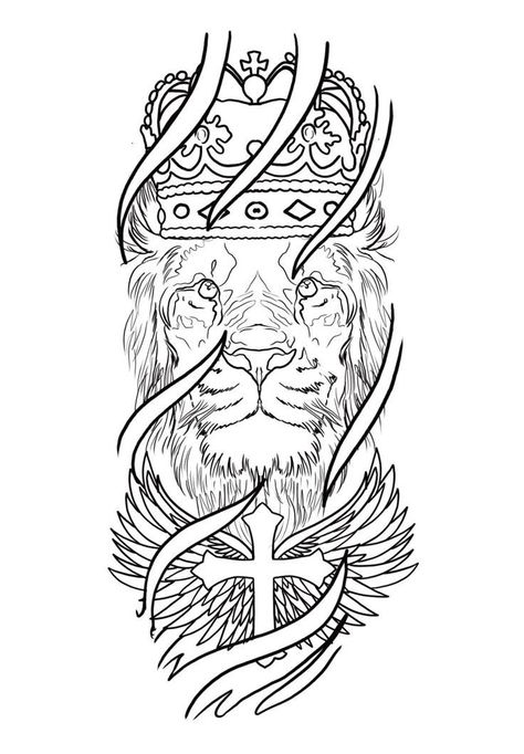 Lion, Crown, Black And White, Pins, White, Black