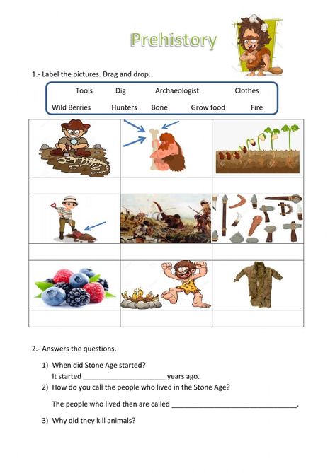 Prehistory online worksheet for GRADE 4. You can do the exercises online or download the worksheet as pdf. Stone Age Facts, Early Humans Tools, Stone Age Activities, Stone Age Tools, Worksheets For Grade 3, The Worksheet, Time Worksheets, Homeschool Education, Early Humans