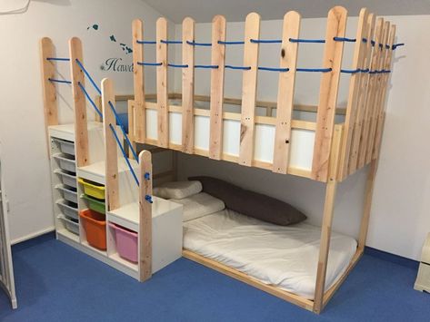 Toddler Bunk Beds, Ikea Kids Room, Ikea Kura Bed, Toddler Craft, Kura Bed, Ikea Kura, Ikea Kids, Bunk Beds With Stairs, Kids Rooms Diy