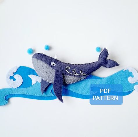 Beach Animals, Felt Christmas Tree Decorations, Bored At Home, Whale Pattern, Felt Crafts Christmas, Felt Animal, Felt Embroidery, Felt Christmas Tree, Felt Pattern