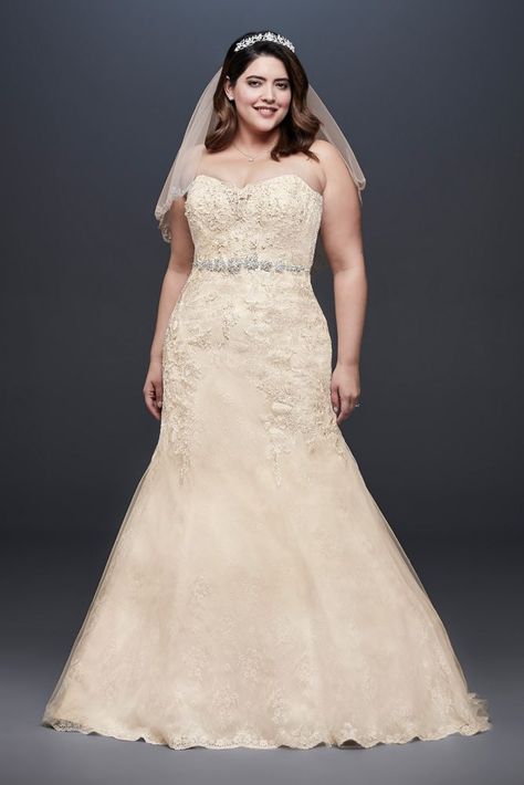 Plus Size Mermaid Wedding Dress, Mermaid Trumpet Wedding Dresses, Plus Size Mermaid, Plus Wedding Dresses, Wedding Dress Style, Wedding Dress Organza, Davids Bridal Wedding Dresses, Trumpet Wedding Dress, Traditional Wedding Dresses