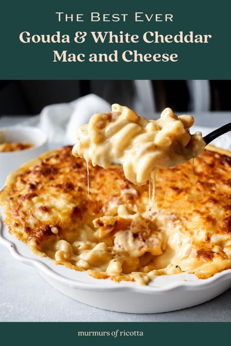 gouda and white cheddar mac and cheese recipe Sharp Mac And Cheese Recipe, White Cheddar Gouda Mac And Cheese, Gouda Cheese Recipes Pasta, Fall Mac And Cheese, Baked Mac And Cheese With Gouda, Mac And Cheese With Gouda And Cheddar, Gouda Mac And Cheese Crockpot, Aged Gouda Recipes, Saltgrass Mac And Cheese Recipe