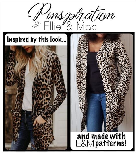 Diy Leopard Cardigan~Ellie and Mac Pattern Ellie And Mac Patterns, Cardigan Sewing Pattern, Ellie And Mac, Sell Dresses, Sewing Clothing, Out Of My Comfort Zone, Leopard Cardigan, Crafty Creations, Womens Sewing Patterns