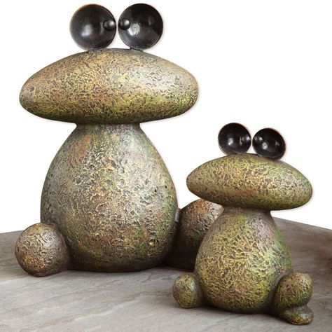 PRICES MAY VARY. Frog Statue: Constructed of durable polyresin and adorned with intricate details to resemble stacked, moss covered stones, our whimsical pair of frog garden sculptures are strong enough to withstand all weather conditions. Garden Sculpture: This adorable garden decor features a striking pair of toad-ally adorable frog statues that add a modern yet fun flair to your yard or garden. Each frog has dimensional metal eyes that keep a watch on things around the yard. Garden Decor: Add Garden Frogs, Statue Garden, Frog Statues, Ceramic Frogs, Rock Sculpture, Statues For Sale, Gnome Statues, Elephant Statue, Stone Statues