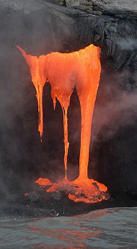 lava | Lava drips down into the ocean from a vent on the isl… | Flickr Lava Waterfall, Lava Drawing, Volcano Lava, Lava Tattoo, Lava Girl, Lava Art, The Floor Is Lava, Fall Drawings, Fire Element