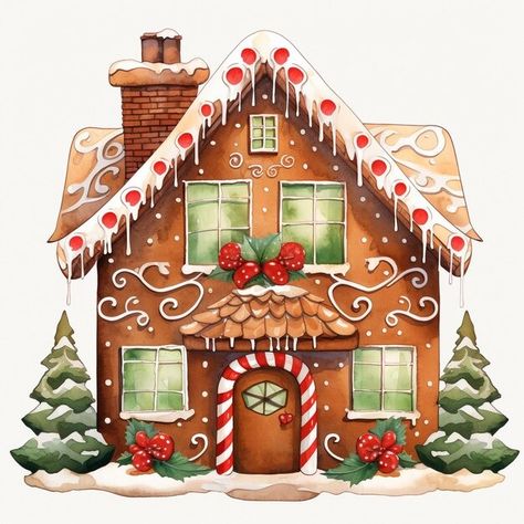 Page 38 | Watercolor Christmas House Images - Free Download on Freepik Xmas Gingerbread House, Gingerbread House Watercolor Painting, Ginger Bread House Paintings, Watercolor Clipart Free, Vintage Gingerbread House Illustration, Gingerbread House Clip Art, Gingerbread Village Drawing, Gingerbread Christmas Art, Christmas Houses Drawings