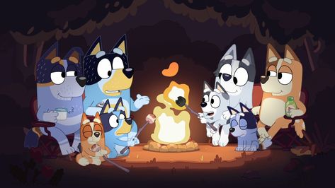 Bluey Scene, Bluey Camping, Bluey Scenes, Bluey Wallpaper, Bluey Fanart, Camping Wallpaper, Blue Heeler Dogs, Camping Holiday, Special Interest