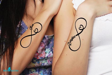 Daughter Inspired Tattoos Mom, Bonus Daughter Tattoo Ideas, Mom And Daughter Tattoos Matching Infinity, Mom And Daughter Infinity Tattoos, Tattoo Ideas Mother Daughter Matching, Infinity Mother Daughter Tattoo, Mother Daughter Tattoo Design, Mother Daughter Tattoos Mother Daughter Tattoos Meaningful, Mother Tattoos Meaningful