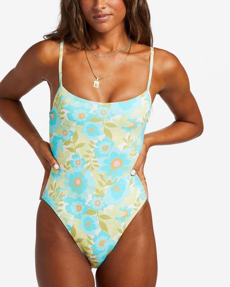 BILLABONG Summer Sky One Piece swimsuit - Large Green Floral One-piece Swimwear, One-piece Floral Print Swimwear For Beach Season, Swimsuits 2024, Beachy Printed One-piece Swimwear, Printed Multicolor One-piece Swimsuit For Pool, Salted Granola, Mom Swimsuit, One-piece Swimwear With Vibrant Print For Beach, Trendy Swimsuits