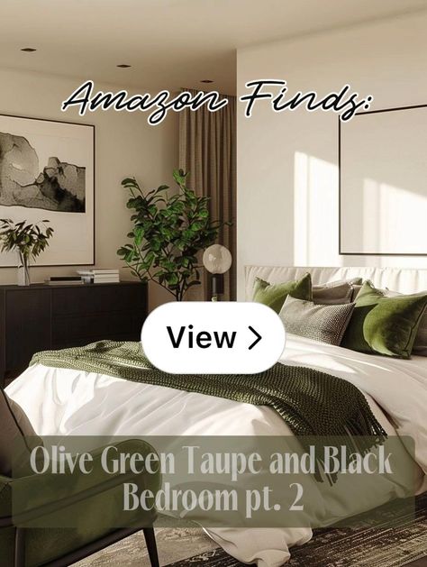 Lemon8 · Olive Green Taupe and Black Bedroom pt. 2 🖤 · @Marathebratt Navy And Olive Green Bedroom, Olive Green Comforter Bedroom Ideas, Black And Olive Green Bedroom, Olive Green Room Ideas, Olive Green Bedroom Ideas, Olive Green Rooms, Olive Green Bedrooms, Black Bedroom, Green Rooms