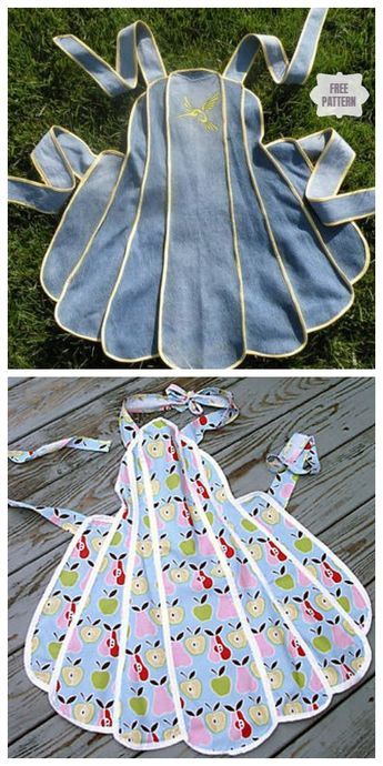 Free Plus Size Apron Pattern, 2 Yard Sewing Projects, Sewing An Apron, Sewing Aprons Patterns Free, Creative Apron Design, Denim Apron Diy Recycle Jeans, Free Apron Pattern, Fabric Art Diy, Vintage Apron Pattern