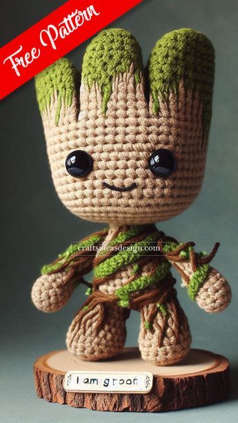 Groot Amigurumi - Free Pattern - Crafts Ideas Disney Crochet Patterns, Festival Skirt, Amigurumi Minta, Crochet Disney, Pola Amigurumi, Colorful Crochet, Crochet Animals Free Patterns, Crochet Design Pattern, Crochet Amigurumi Free