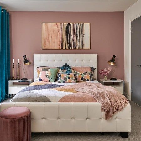 The feature wall of this bedroom may be #sulkingroompink @farrowandball but we are definitely not 😭 over how this clients newly remodeled townhome turned out 💕📸@stephanibuchmanphoto Sulking Room Pink, Feature Wall Bedroom, Bedroom Wall Colors, Pink Bedrooms, Beautiful Bedroom, Bedroom Color Schemes, Pink Bedroom, Bedroom Paint, Beautiful Bedrooms