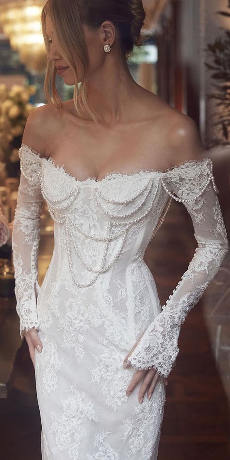 Vintage Wedding Dresses That Youll Fall In Love ★ #bridalgown #weddingdress Off Shoulder Lace Wedding Dress, Baby Dress Embroidery, Unusual Wedding Dresses, Bridal Dresses Vintage, Princess Wedding Gown, Wedding Dress Shoes, Dream Wedding Ideas Dresses, Wedding Dresses Romantic, Wedding Dresses Simple