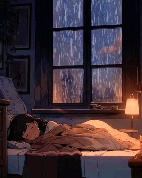 Into The Forest Movie, Sleep Cartoon, Rain Sleep, Dark Forest Aesthetic, Desen Realist, Simple Anime, Vintage Illustration Art, Raining Outside, Dark Nature Aesthetic