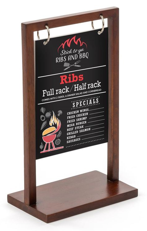 5” x 7” Wooden Frame with Double-Sided Custom UV Printed Sign – Deep Brown Menu Board Diy, Menu Display, Menu Stand, Custom Table Top, Restaurant Specials, Ice Bars, Menu Boards, Restaurant Menu Design, Menu Board