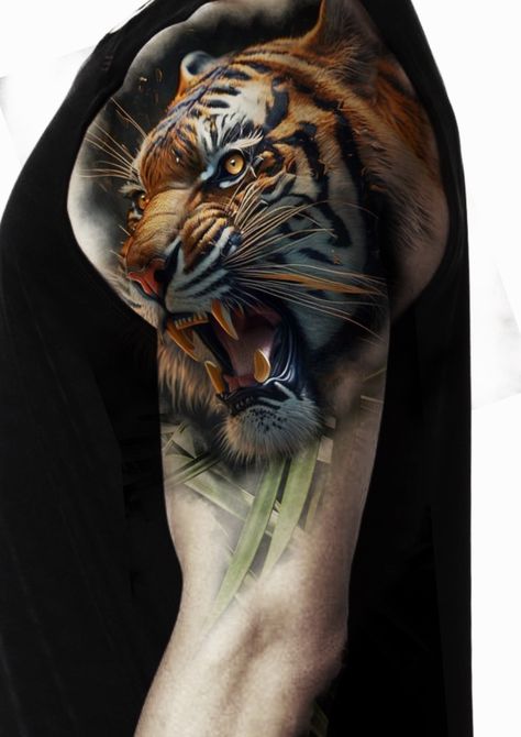 Pet Portrait Tattoos, Viking Drawings, Tiger Photography, Egyptian Tattoo Sleeve, Portrait Tattoos, Tiger Tattoo Design, Different Artists, Back Tattoos For Guys, Egyptian Tattoo