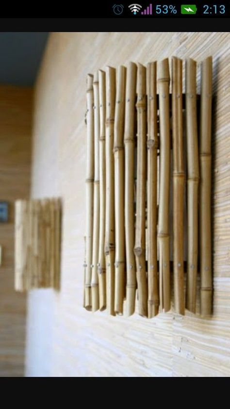 Diy Bamboo Mirror Frame, Wall Lamps Diy, Bamboo Diy, Driftwood Art Diy, Bamboo Decor, Bamboo Lamp, Bamboo House, Bamboo Crafts, Bamboo Furniture