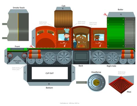 Customize Your Free Printable Steam Train Engine Paper Craft Cardboard Train, Train Crafts, Train Template, Paper Train, Transportation Theme, Papercraft Printable, Train Party, Train Birthday, Train Engines