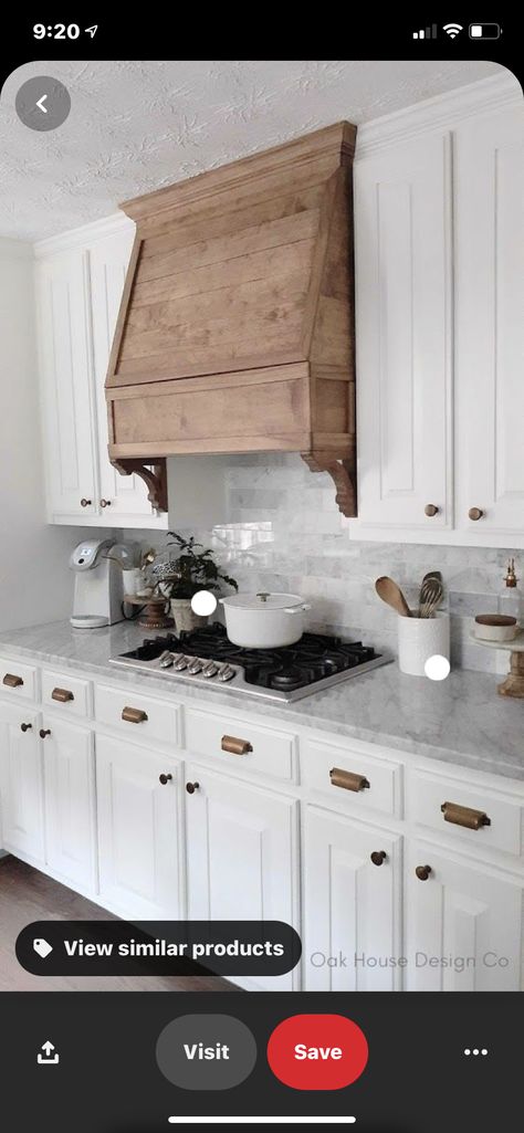 Kitchen Range Hoods Wood, Kitchen With Wood Hood Over Stove, Farmhouse Stove Hood Ideas, Stove Top Hood Ideas, Wooden Oven Hood, Wooden Hood Vents Kitchen, Wooden Hoods Over Stove, Wooden Kitchen Hood, Wooden Stove Hood