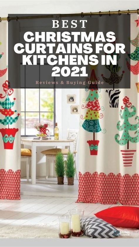 Christmas is the best time to decorate your home with festive lights, ornaments, and other Christmas decorations. Aside from putting up a tree, one of the best ways to make your house feel like it's been taken over by Christmas magic is getting some beautiful curtains for your kitchen. Here are the 15 best Christmas curtains for kitchens that you can consider buying this holiday season! Christmas Curtains Kitchen, Christmas Living Room Curtains, Lights Over Kitchen Sink, Kitchen Curtains Diy, Christmas Kitchen Curtains, Over Kitchen Sink, Colored Christmas Lights, Christmas Curtains, Kitchen Science