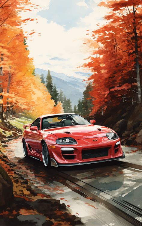 Toyota supra mk4 watercolor Toyota Supra Painting, Supra Mk4 Painting, Supra Painting, Supra Mk4, Toyota Supra Mk4, Watercolor Art Lessons, Toyota Supra, Artist Painting, Art Lessons