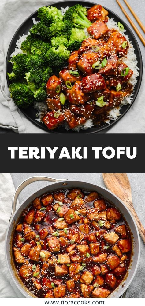 Teriyaki Tofu Crockpot Tofu Recipes, Healthy Tofu Recipes Clean Eating, Terriyaki Tofu, Tofu Salads, Crispy Teriyaki Tofu, Vegan Teriyaki Sauce, Rice With Broccoli, Vegan Teriyaki, Veggie Board